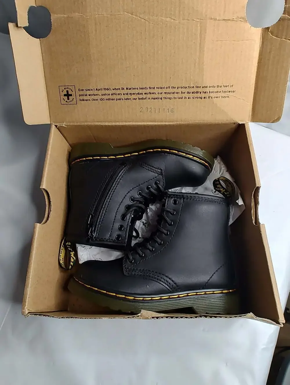 Dr. Martens 1460 Softy T Toddler Black Leather Lace-Up Boots Childs Size 9